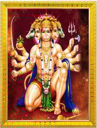 NOKKES Hanuman Bajrangbali Hanumanji Maruti Golden 5X7 Inch Photo Frame_AQW5