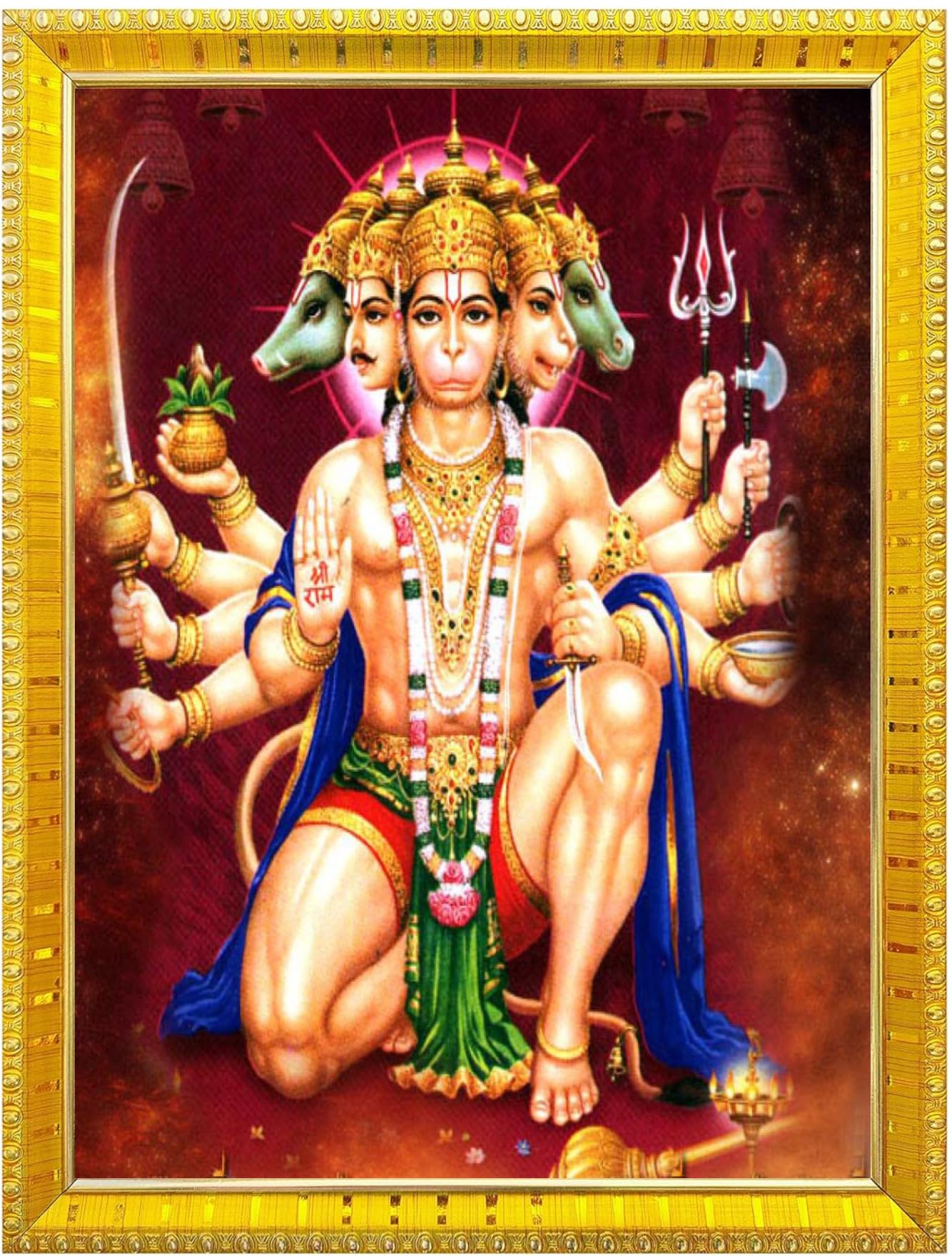 NOKKES Hanuman Bajrangbali Hanumanji Maruti Golden 5X7 Inch Photo Frame_AQW5