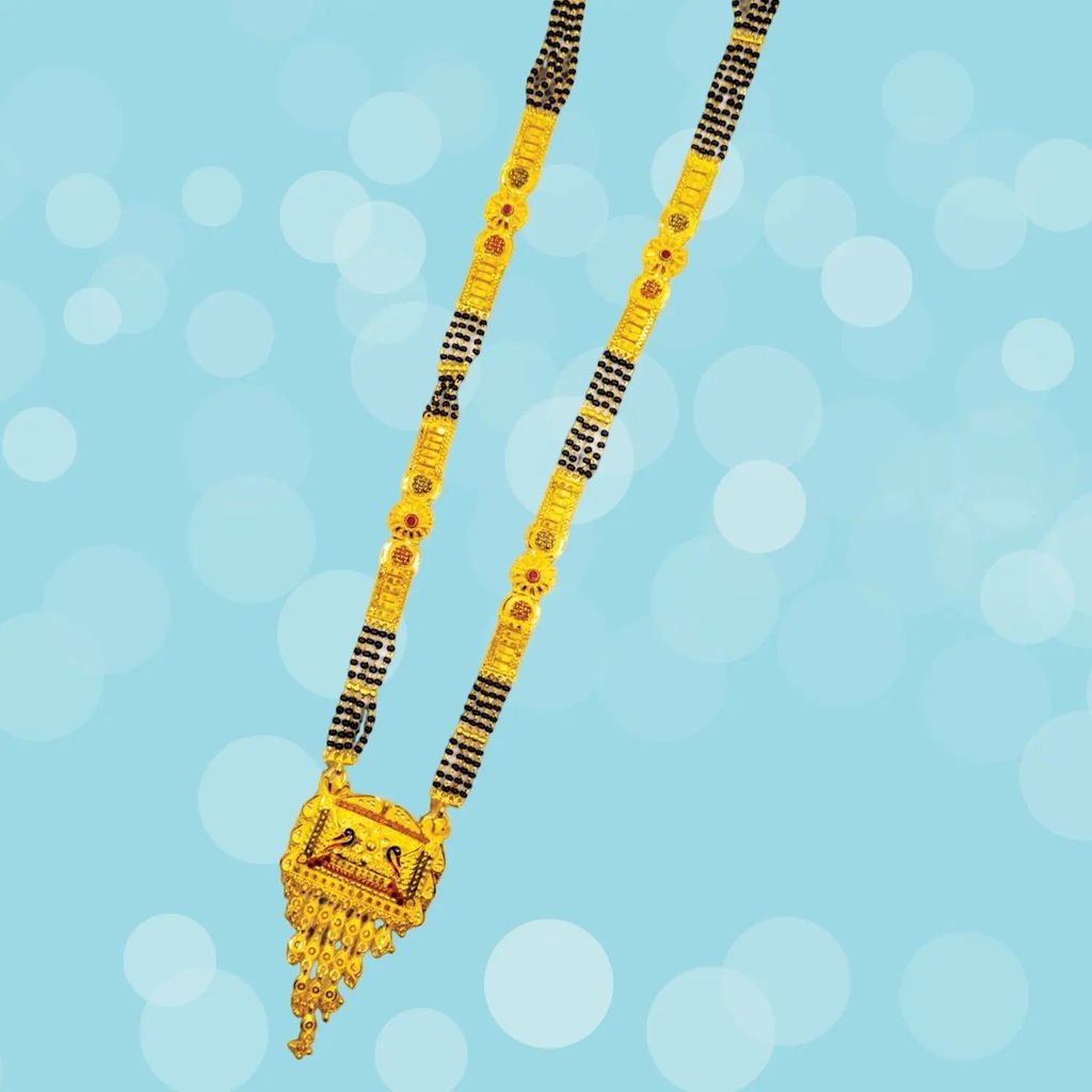 Gold-Plated Mangalsutra with Black Beads for Women