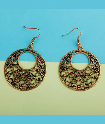 Silver Shine Golden Antique Hollow Design Earrings for Women
