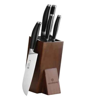 Modi Care Kitchen Solutions AcaciaEdge Five Piece Knife Set with Wooden Stand