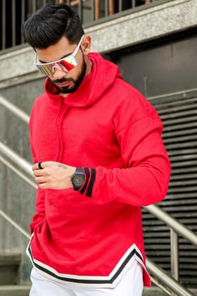 Red Oversized A-Line Hoodie - M Red Oversized A-Line Hoodie - M