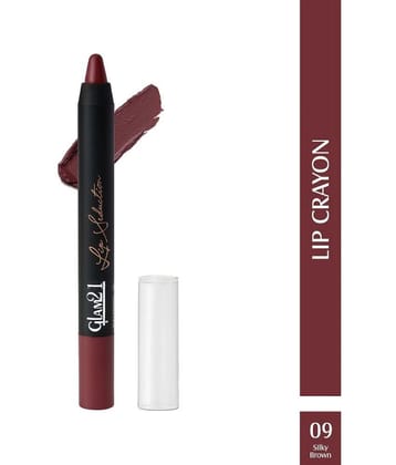 Glam21 Lip Seduction Non- Transfer Crayon Lipstick With Creamy Matte Formula 2.8gm Silky Brown-09