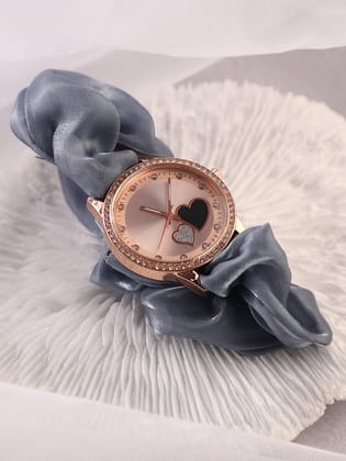 The Scrunchie Heart Round Watch - Lapis Blue-Watches