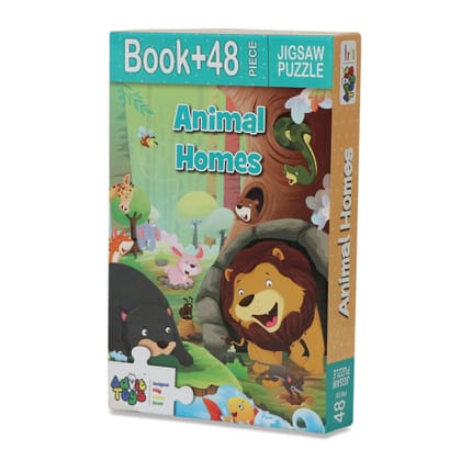 Advit Toys Animal Homes Jigsaw Puzzle - 48 Piece + 24 Pages Educational Book