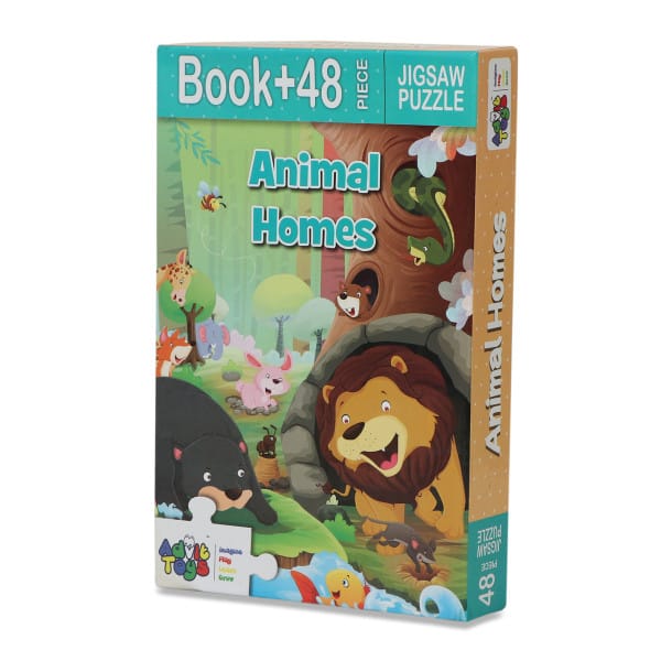 Advit Toys Animal Homes Jigsaw Puzzle - 48 Piece + 24 Pages Educational Book