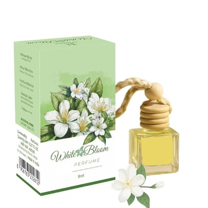 White Bloom Car Freshener Aroma Oil White Bloom Hanging Car Perfume 8ML  Premium Essential Oil Car Freshener with Wooden Diffuser Cap