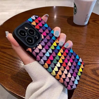 Colorful Hearts iPhone Textured Silicone Case-iPhone X / iPhone XS