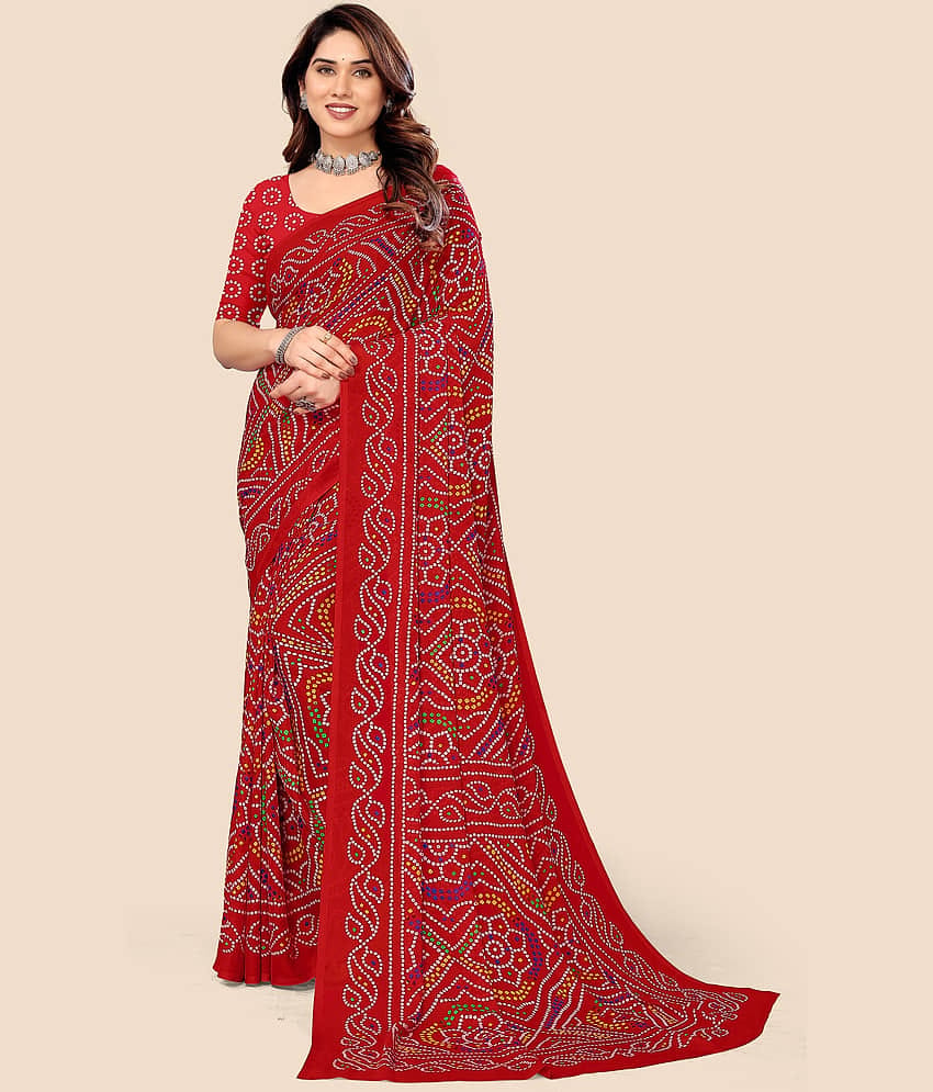 Kanooda Prints Georgette Printed Saree With Unstitched Blouse Piece ( Yellow1 )