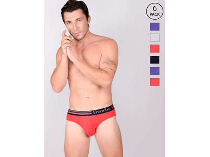 Frenchie Casuals 4000 Men Solid Cotton Briefs in Assorted Colours Pack of 6 - S