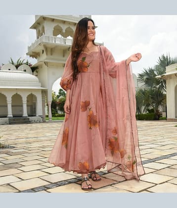 Trijal Fab Beige Anarkali Georgette Women's Stitched Ethnic Gown ( Pack of 1 )