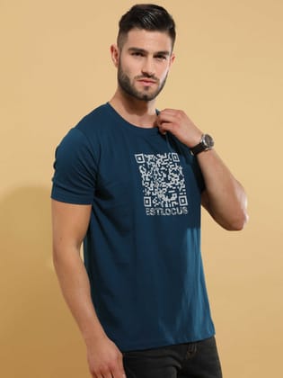 Teal Barcode Crewneck T-Shirt-S