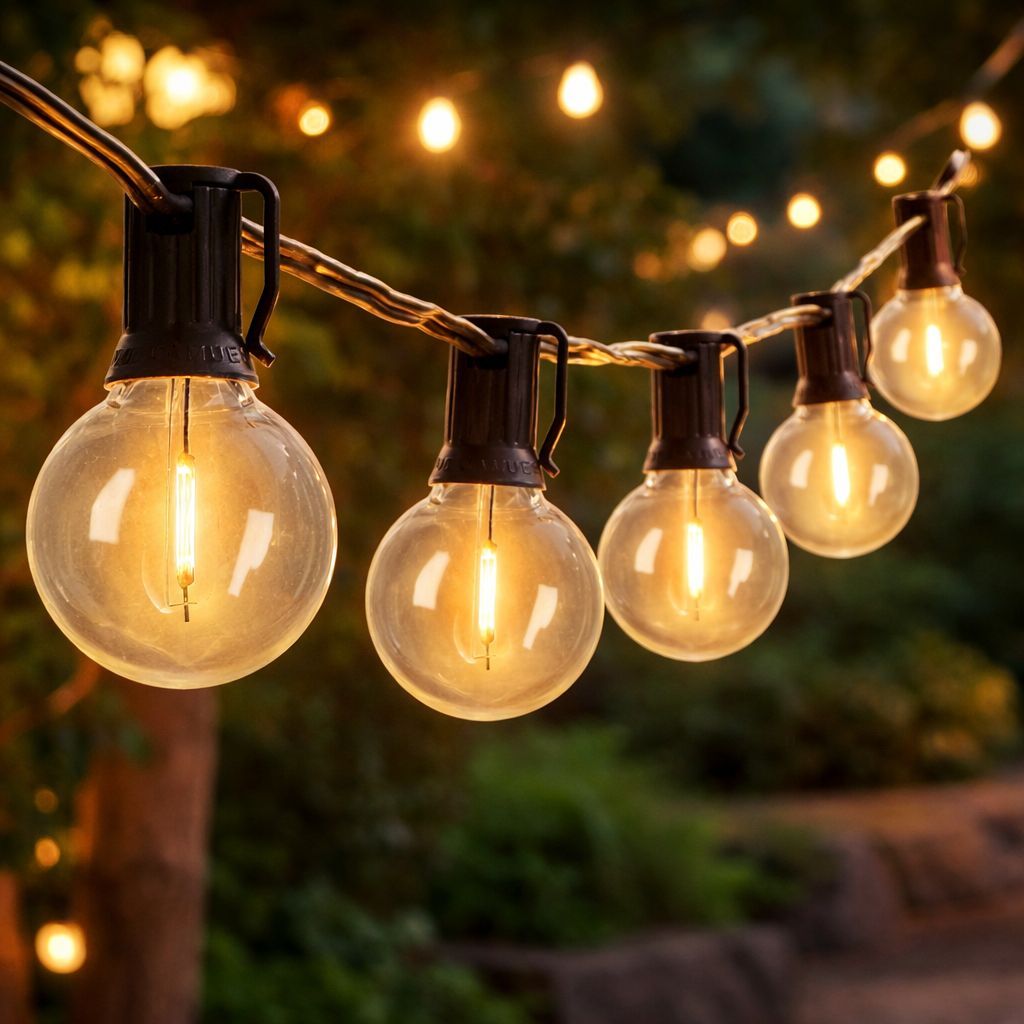 SPARKWORLD 25 Ft G40 Outdoor String Lights 26 Shatterproof Edison Bulbs (1 Spare) | Warm White Globe Lights for Balcony, Garden, Party & Festive Decor | Pack of 1 | Colour: G40 Bulb