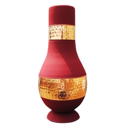 Copper Modern Surahi Silk Red | Decorative Water Pitcher, Height : 9 Inch (BCMAS190 A)