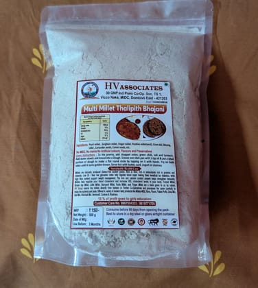 Hv Associates Multi Millet Thalipith Bhajani (1 Kg) | Authentic Maharashtrian Multigrain Flour | Traditional Roasted Spices & Pulses Mix | Savoury Pancake Ready-To-Cook Flour