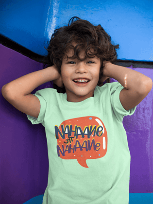 Taarak Mehta Ka Ooltah Chashmah| Kids Pistal Green Color Regular Fit Printed T-Shirts (NAHANE JA NAHANE)