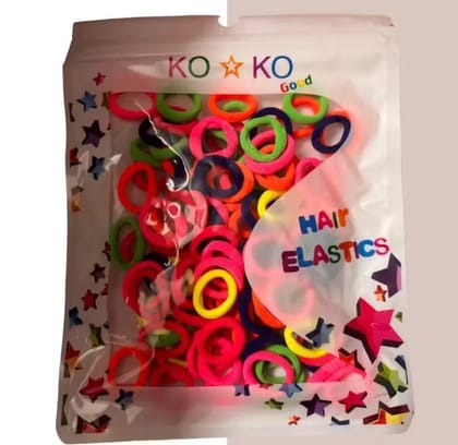 Kozykit 1 Pkt Multicolor Cotton Hair Rubber Bands for Baby Girls & Kids | Elastic Ponytail Holders & Hair Ties | Soft Durable Mini Hair Accessories for Buns, Headbands & Daily Use | Stretchable Non-Slip Hair Bands