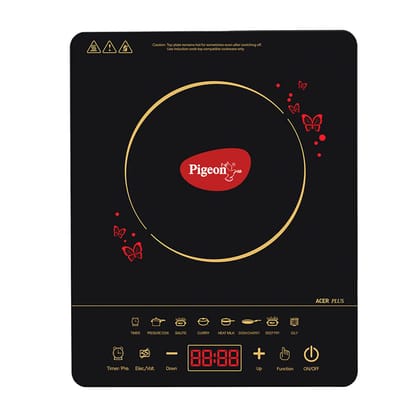 Pigeon Acer Plus Induction Cooktop 1800W with 8 Preset Menus (Black, Touch Panel)