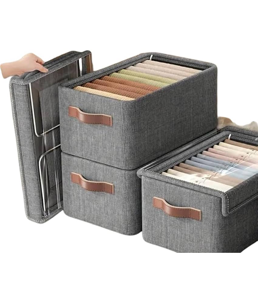 SKYVILLA   Foldable Wardrobe Organizer for Clothes Toys and Books Smart Space-Saving Storage Box for Efficient Organization Ideal for Closets (26 LTR STORAGE BASKET WITH LID