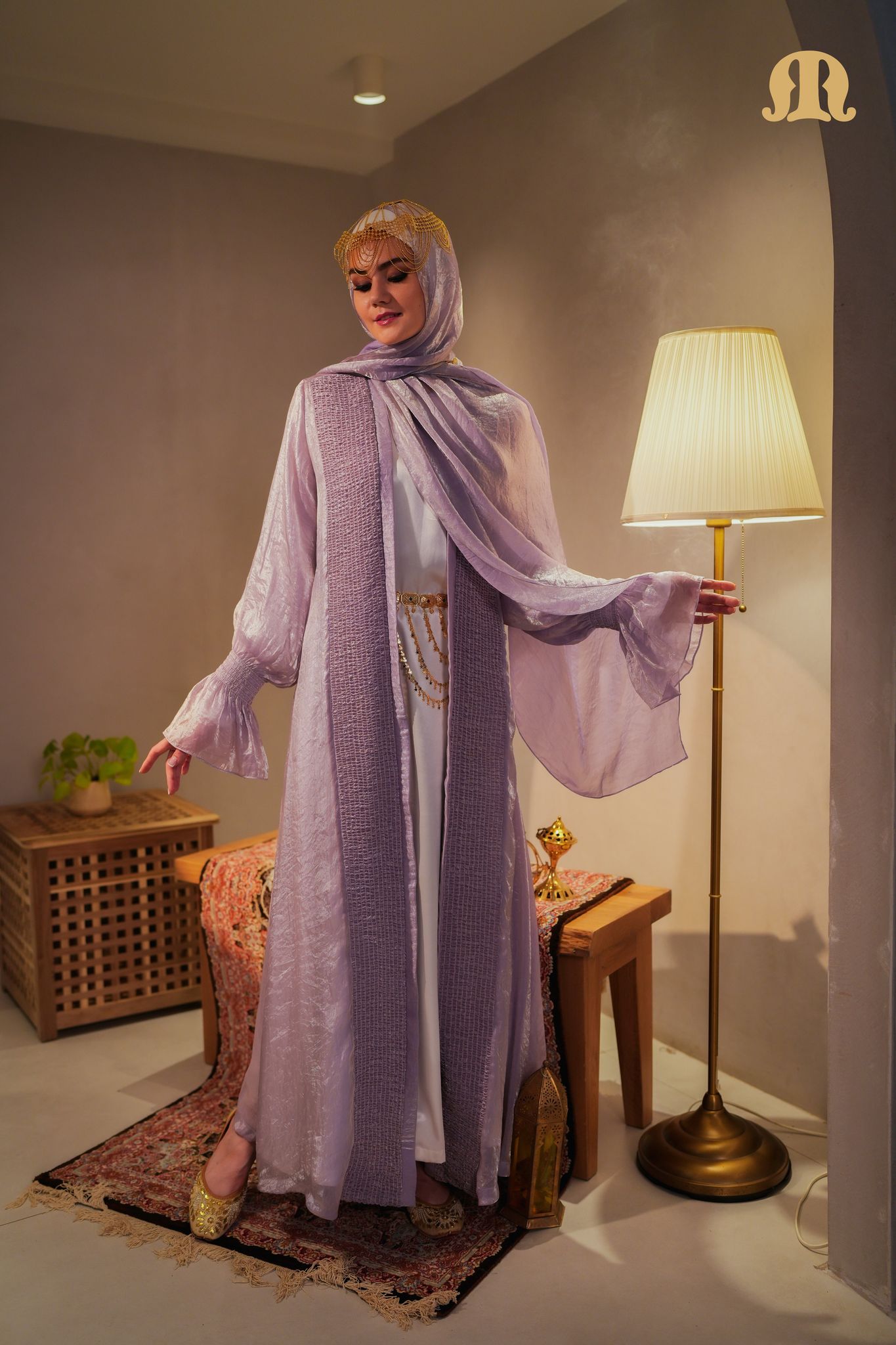 Aziza Two Piece Abaya Pink-M