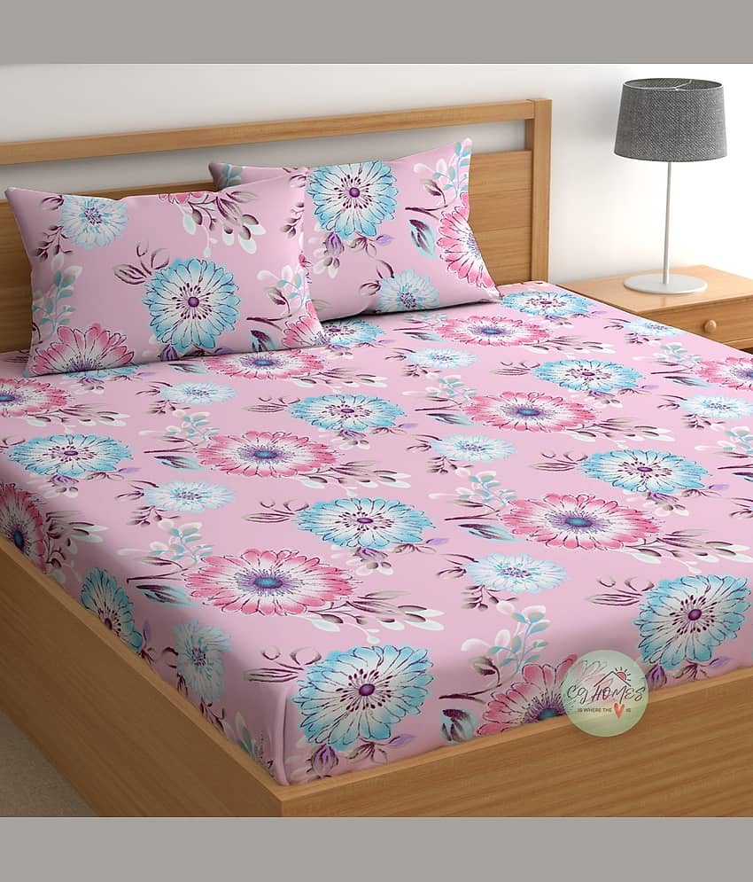CG HOMES Pink Microfiber 1 Double Bedsheet with 2 Pillow Covers ( 220 cm x 220 cm )