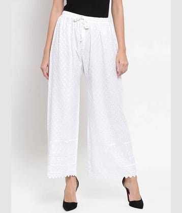 MEYARA - White Rayon Flared Women's Palazzos ( Pack of 1 )