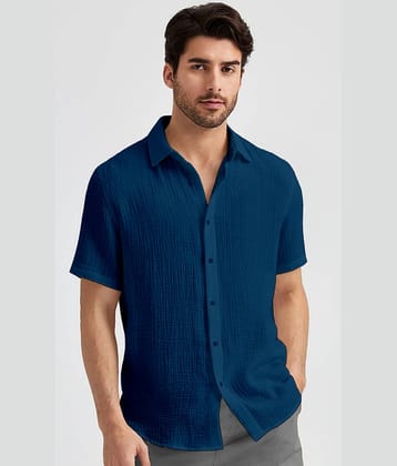 WEBRIC Poly Cotton Regular Fit Popcorn Textured Half Sleeves Men's Casual Shirt - Pink ( Pack of 1 )