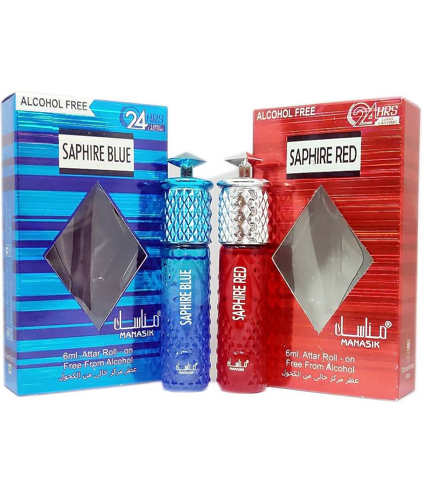 MANASIK  SAPHIRE BLUE & SAPHIRE RED Concentrated   Attar Roll On 6ml .  ( COMBO SET )
