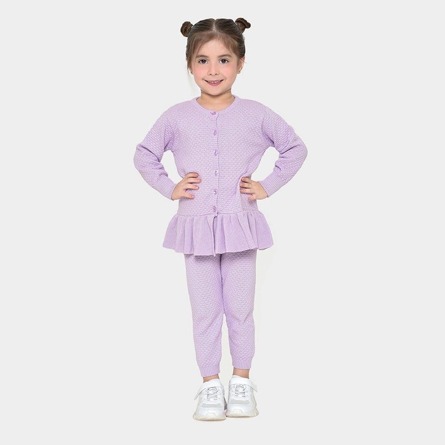 Misty Knitted Cardigan with Pyjama Set-0 M / Purple