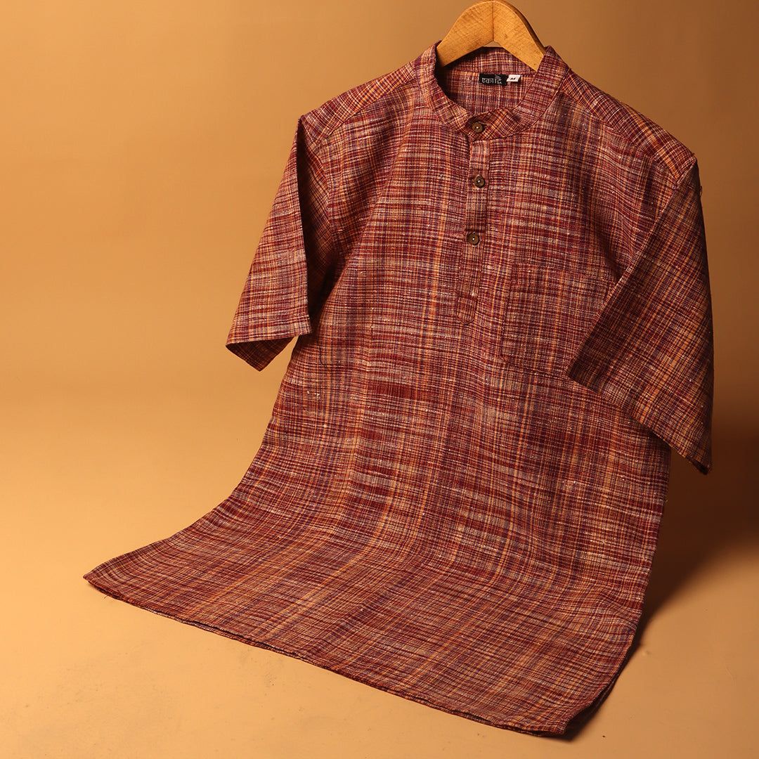 Khadi Kurta Shirt #82-XS / Half Sleeve
