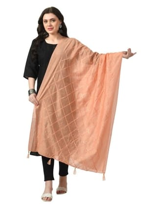 Women's Chanderi Self Degine Dupatta (Peach)-PID51268