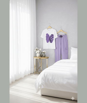 TarrenT HunT Pack of 1 Girls Cotton Blend T-shirt & Pants ( Purple )