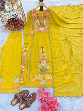Beautiful Top Plazzo & Dupatta With Heavy Embroidery Work