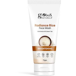 Globus Naturals Radiance Rice Face Wash, Enriched With Green Tea, For Skin Brightening, Suitable For All Skin Types, 75 gm