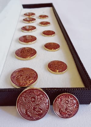 Wine Sherwani Suit Metal Buttons