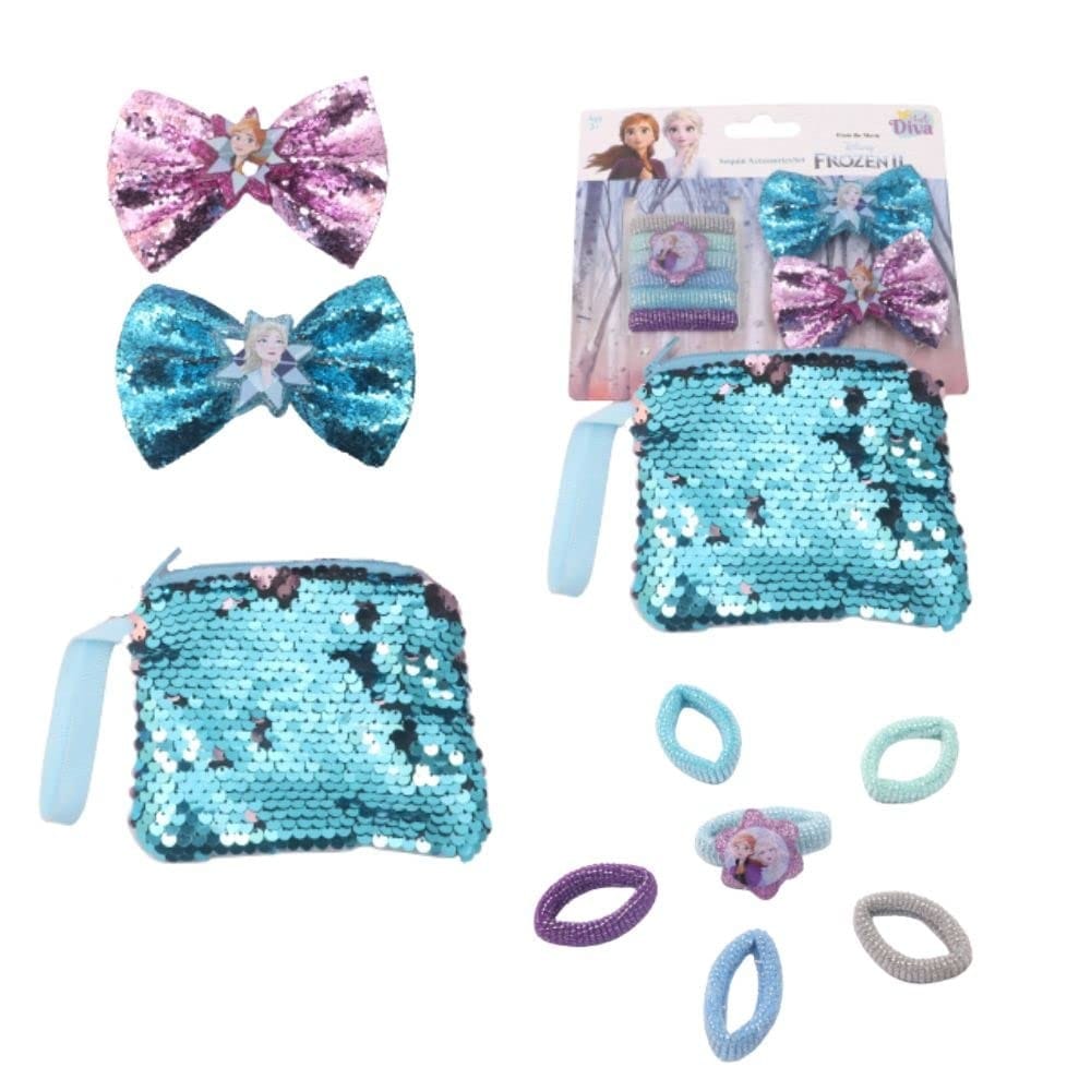 Li'l Diva Disney Frozen II Pack of 6, 1 Headbands, 2 Clips And 2 Rubber Bands For Girls 3 Years And Above