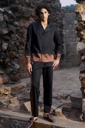 ZIP BLOCKED SET-M / 32 / Black/Brown