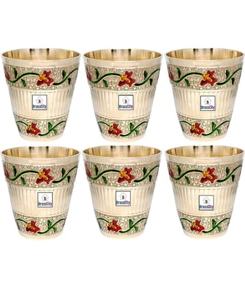 BrassCity - Brass Glasses Set 220 ml ( Pack of 6 )