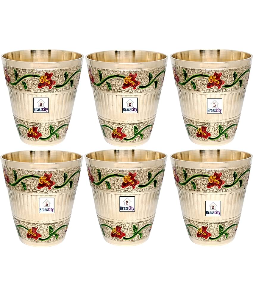 BrassCity - Brass Glasses Set 220 ml ( Pack of 6 )