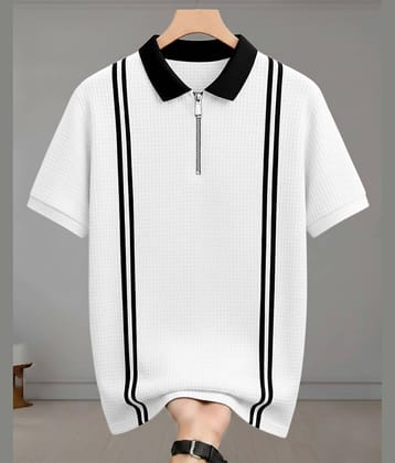 AOOSH Men Cotton Blend Regular Fit Checks Polo T Shirt ( Off White )
