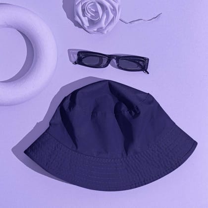 Unisex Navy Blue Classy Bucket Hat-100% Cotton / Classic