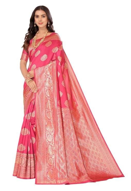 Women's Kanjivaram Soft Silk Banarasi Rich Pallu Sarees With Blouse Piece