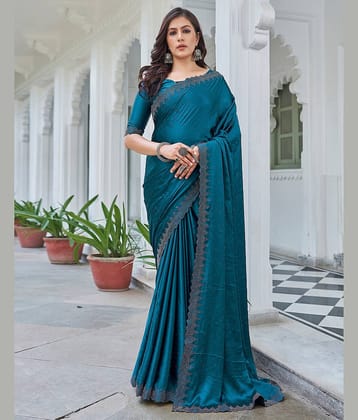 Samah Satin Embellished Saree With Unstitched Blouse Piece ( Pink )