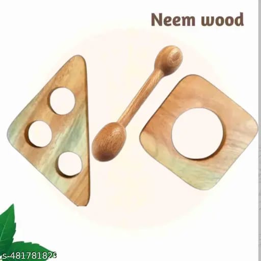 Natural Neem Teething Toy  Dumble Triangle and Square Shape for Little Hands( Pack of 3)