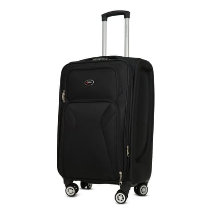 AMERICAN TRAVELLER Touris Bite 55 cm Cabin Trolley Bag (23 Days), Softside Twill Fabric, 360 degree Spinner Wheels, Front Pocket, Expandable, Telescopic Handle, Single Unit, Assorted Colours