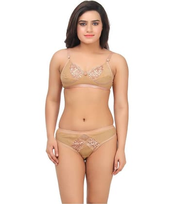 TCG Beige Cotton Lycra Bra & Panty Set
