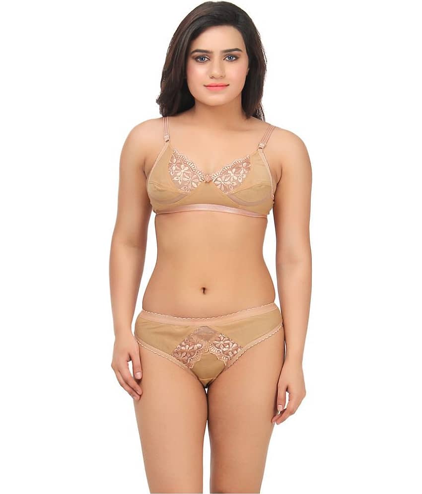 TCG Beige Cotton Lycra Bra & Panty Set