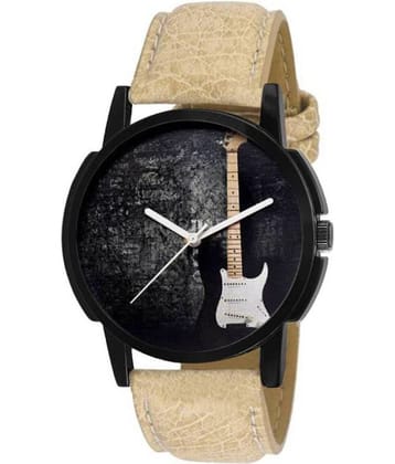 newmen new stylish attractive cream Leather Analog Men's Watch