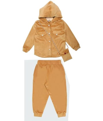 PEACHIES Girls Velour Tracksuit For ( Yellow )