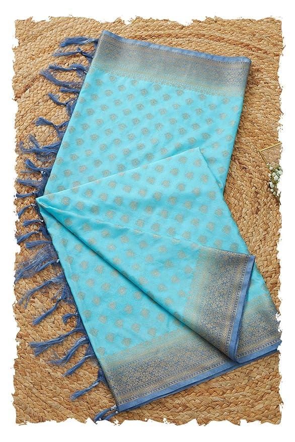 Soch Womens Mustard Silk Blend Woven Design Dupatta